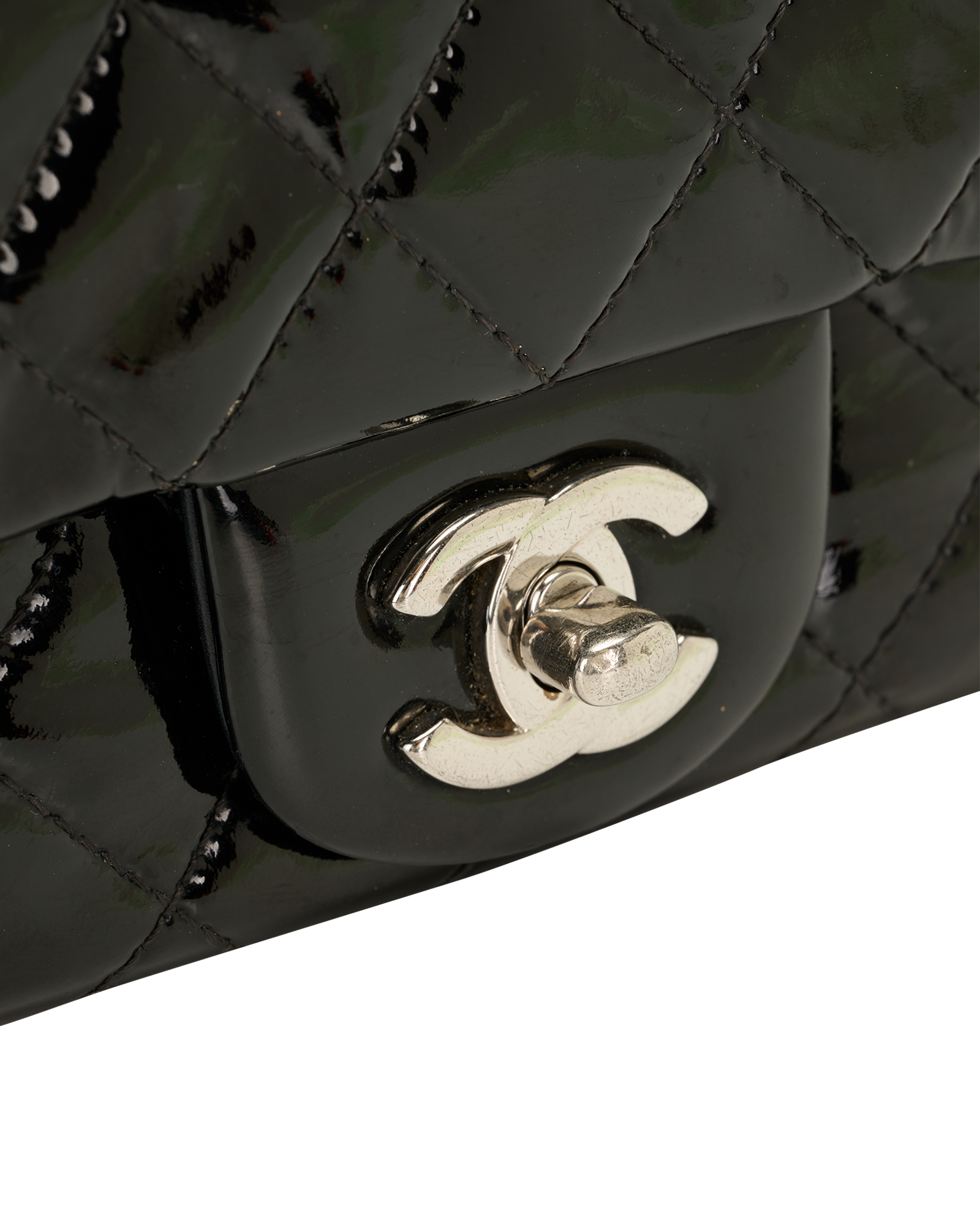 Mini Square Classic Flap, &pound;1,800, Handbags, Black, Patent Leather, Other view